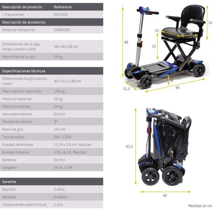 Scooter eléctrico plegable ligero ruedas antivuelco Apex I-Transfomer