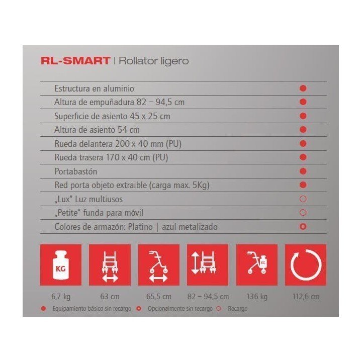 Andador rollator ligero RL-Smart