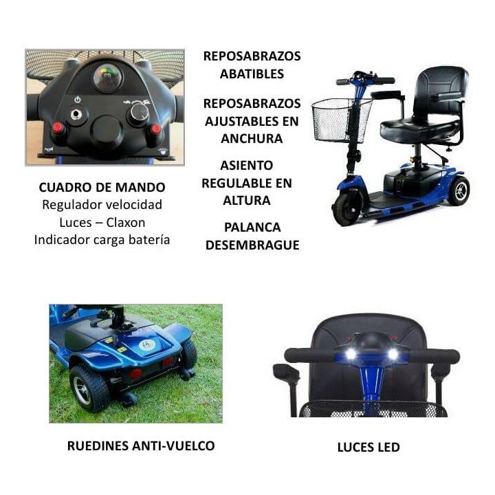 Scooter electrico ligero desmontable Litium 3 Ruedas