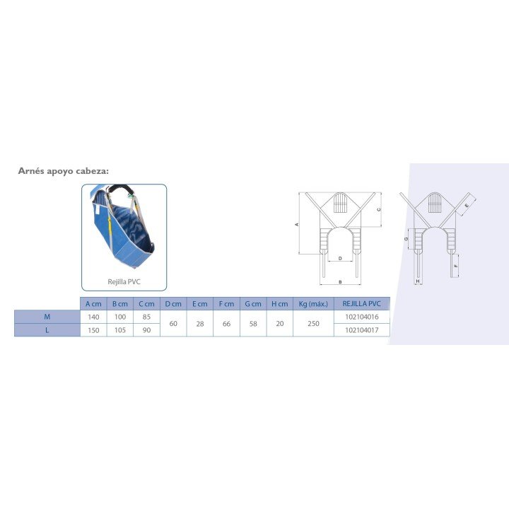 Arnés baño - Apoyo cabeza. Para Grúa de Transferencia Winncare