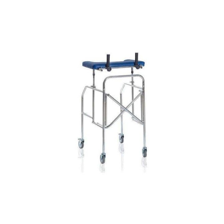 Andador Acero Cromado Regulable 4 Ruedas Frenos