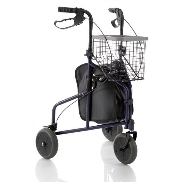 Rollator Cesta Nylon Frenos 3 Ruedas Azul