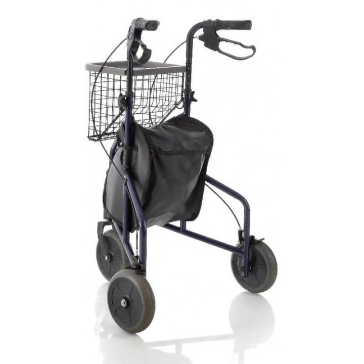 Rollator Cesta Nylon Frenos 3 Ruedas Azul