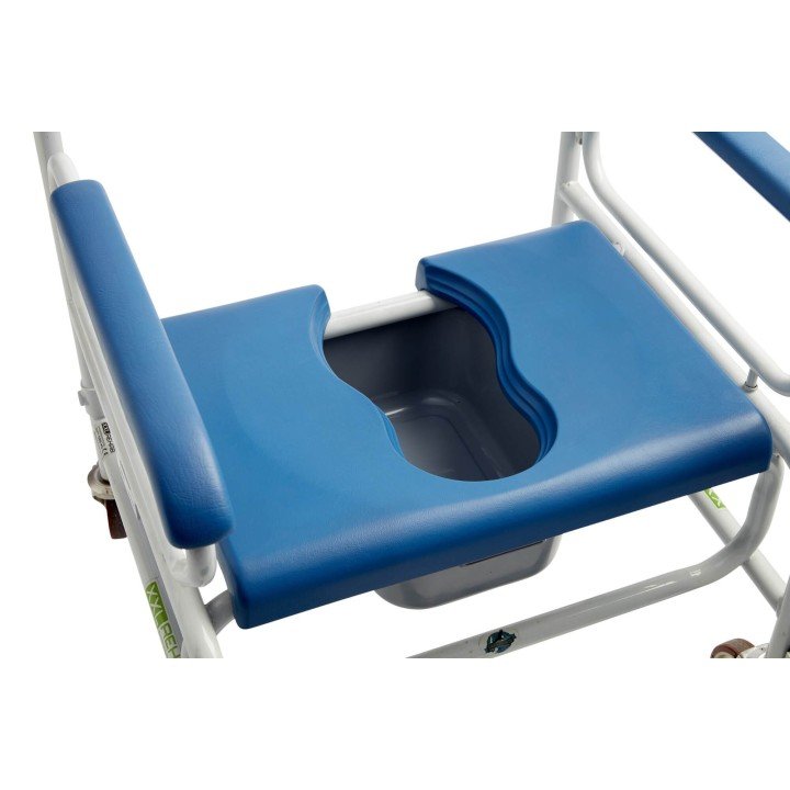 Silla Ducha XL Samoa Azul 325Kg Reposapiés Acero Resistente