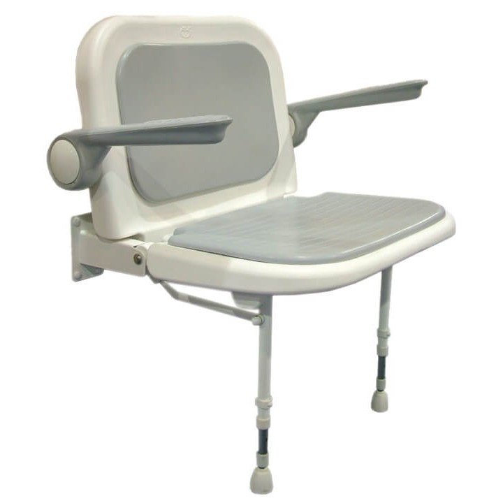 Asiento Abatible Reposa Brazos Respaldo Gris 220KG