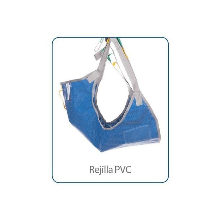 Arnés baño - Asiento respaldo rejilla PVC. Para Grúa de Transferencia Winncare