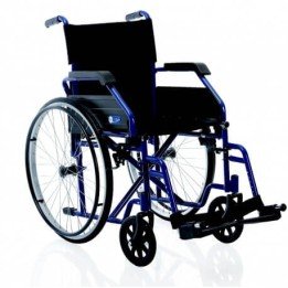 Silla Ruedas Plegable Acero Azul