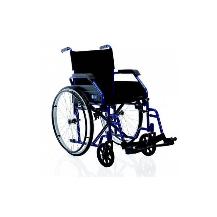 Silla Ruedas Plegable Acero Azul
