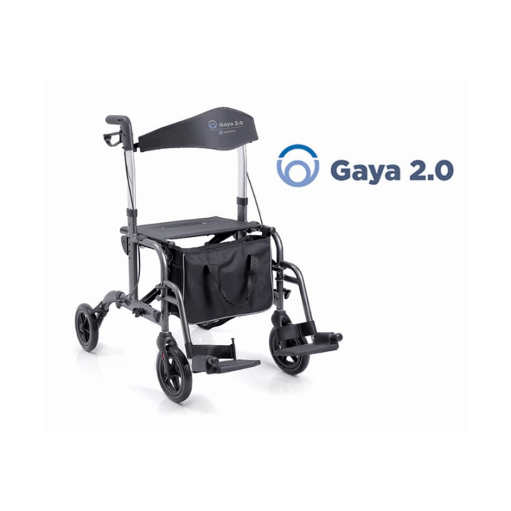 Andador convertible en silla de ruedas