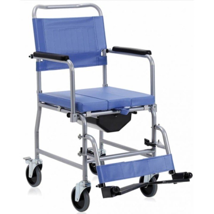 Silla de ruedas de acero con inodoro