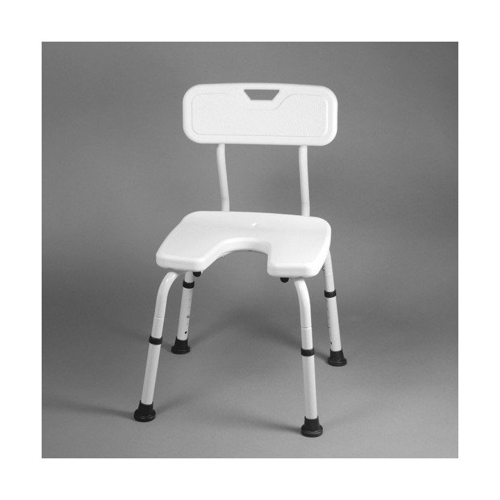 Taburete Baño Samba "U" Blanco 4 Patas Inoxidable Respaldo