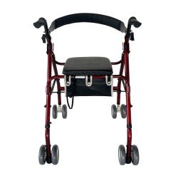 Andador Aluminio Roler Cestilla Inferior Rojo Acolchado