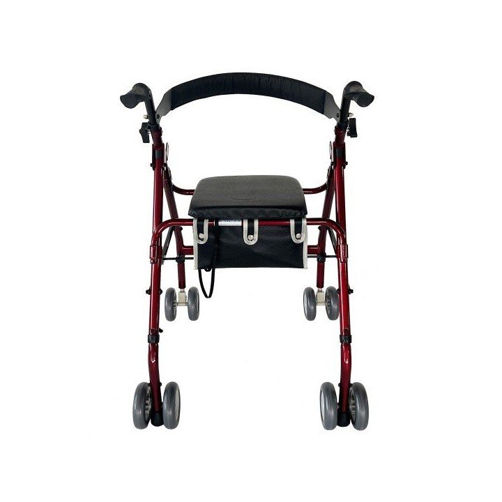 Andador Aluminio Roler Cestilla Inferior Rojo Acolchado