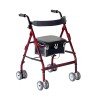 Andador Aluminio Roler Cestilla Inferior Rojo Acolchado