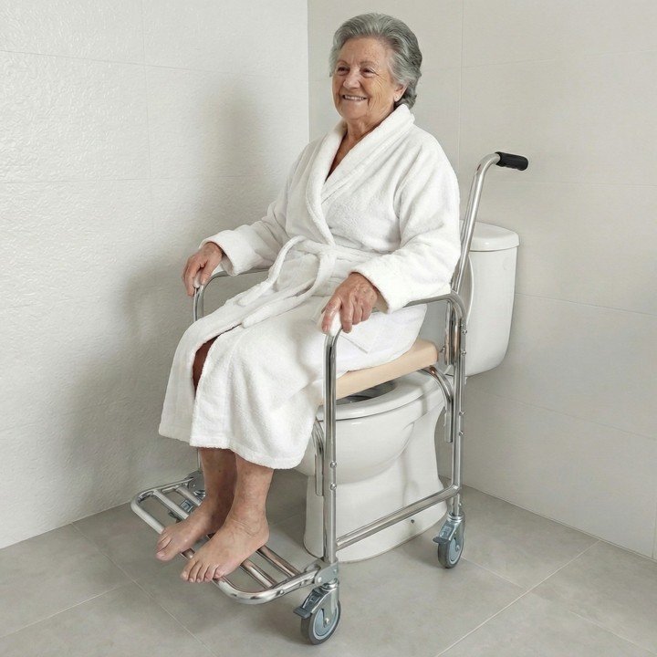 Silla de ruedas inodoro y ducha con ruedas aluminio