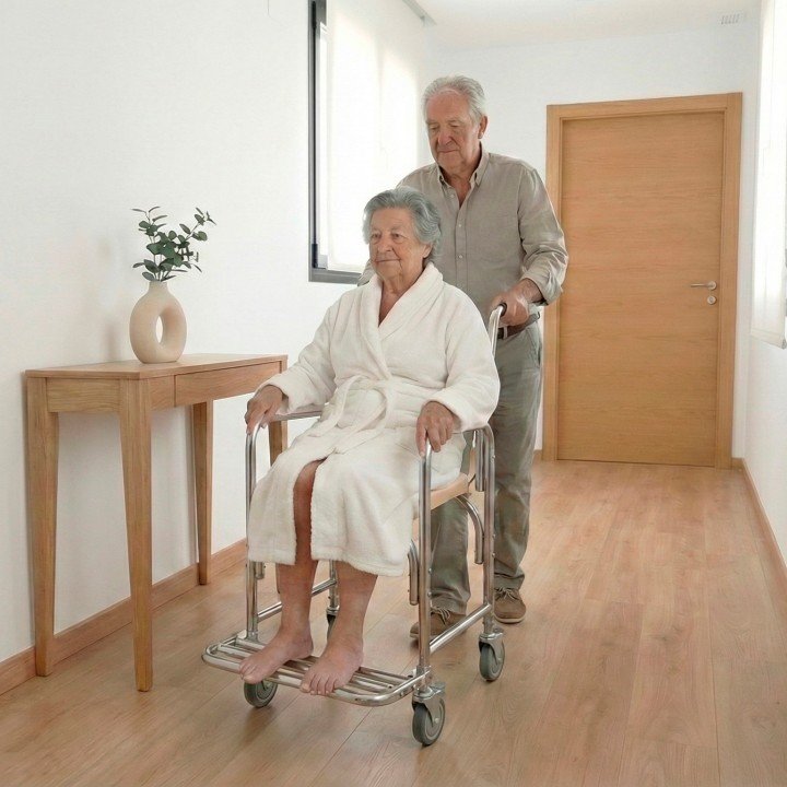 Silla de ruedas inodoro y ducha con ruedas aluminio