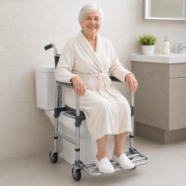 Silla de ruedas inodoro y ducha con ruedas aluminio